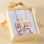 Personalized In My Era Groovy Bubble Font Double Name Necklace with Heart Birthday Anniversary Gift for Couple Besties
