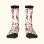 Personalized Multicolor Word Cloud Design Tube Socks with Name Birthday Christmas Gift for Family