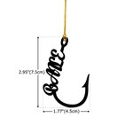 Personalized Lightweight Metal Fishing Hook Ornament with Name Christmas Tree Decoration Christmas Gift for Fishing Lovers