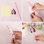 Personalized Face Photo Big Head Cutout Colorful Stripe Paper Straws Fun Birthday Bachelorette Graduation Party Decoration Gift for Woman Man