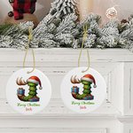 Personalised Merry Christmas Santa Hat Snowman Initial Ceramic Ornament With Name Christmas Tree Decor Party Gift For Family