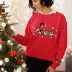 Personalisierte Multicolor fröhliche Schneeflocke Cartoon Charakter Sweatshirt mit Namen Weihnachten Geburtstag Geschenk für Freund Familie