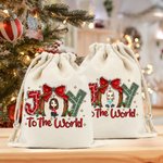 Sac cadeau personnalisé avec cordon de serrage Joy To the World Cartoon Character Christmas Party Birthday Gift for Family Friends