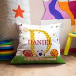 Personalisierte Giraffe Eule Meerjungfrau Sport Ball werfen Kissenbezug mit Namen und Initialen Home Decor Geburtstag Familie Geschenk für Kinder Fami