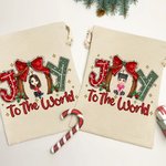 Sac cadeau personnalisé avec cordon de serrage Joy To the World Cartoon Character Christmas Party Birthday Gift for Family Friends