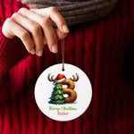 Personalised Merry Christmas Santa Hat Snowman Initial Ceramic Ornament With Name Christmas Tree Decor Party Gift For Family
