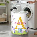 Personalisierte Giraffe Eule Meerjungfrau Wasserdicht Wäscheaufbewahrung Korb mit Namen Initial und Griff Baby Dusche Housewarming Geschenk für Famili