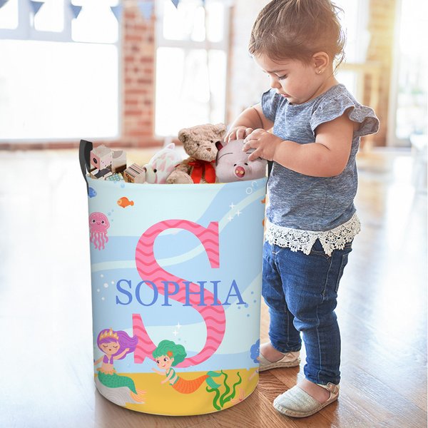 Personalisierte Giraffe Eule Meerjungfrau Wasserdicht Wäscheaufbewahrung Korb mit Namen Initial und Griff Baby Dusche Housewarming Geschenk für Famili