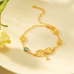 Personalized Dainty Zircon Infinity Symbol Flower Birthstone Bracelet with Initial Charm Anniversary Birthday Gift for Women