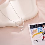 Personalized Exquisite Heart Shape Hockey Pendant Necklace with Name Birthday Anniversary Gift for Hockey Lovers