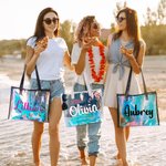 Personalized Clear Hologram Waterproof Large Beach Bag Tote Bag with Name Travel Accessories Birthday Gift for Women Girls