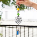 Personalized Glitter Basketball Volleyball Beaded Sport Lanyard with Name Back to School Appreciation Gift for Sports Lover Coach Team