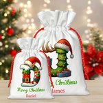 Gepersonaliseerde Kerstboom Sneeuwpop Elf Iglo Canvas Canvas Gift Bag met naam initiaal en nummer Kerstfeest Favors Gift voor kinderen familie