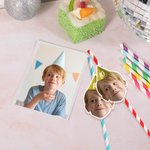 Personalized Face Photo Big Head Cutout Colorful Stripe Paper Straws Fun Birthday Bachelorette Graduation Party Decoration Gift for Woman Man