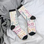 Personalized Multicolor Word Cloud Design Tube Socks with Name Birthday Christmas Gift for Family