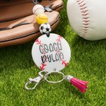 Personalized Glitter Basketball Volleyball Beaded Sport Lanyard with Name Back to School Appreciation Gift for Sports Lover Coach Team