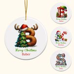Personalised Merry Christmas Santa Hat Snowman Initial Ceramic Ornament With Name Christmas Tree Decor Party Gift For Family