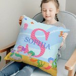 Personalisierte Giraffe Eule Meerjungfrau Sport Ball werfen Kissenbezug mit Namen und Initialen Home Decor Geburtstag Familie Geschenk für Kinder Fami