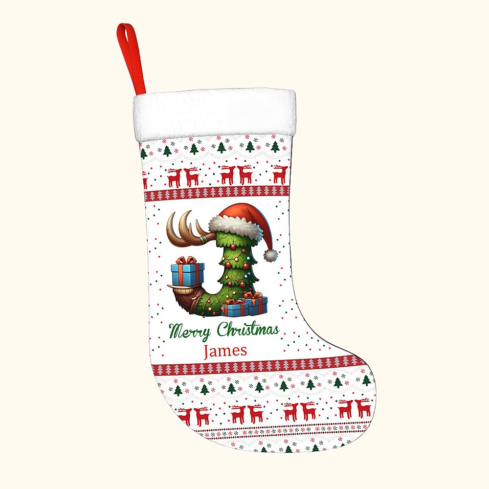 Chaussette de Noël personnalisée avec nom, initiale et numéro Cadeau de Noël pour enfants et famille