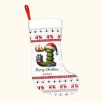 Personalised Cute Christmas Tree Snowman Hanging Christmas Stocking with Name Initial and Number Home Decor Christmas Gift for Kids Family