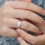 Personalised Wavy Tiny Cz Brass Ring with Engraved Name Wedding Anniversary Birthday Gift for Women