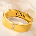 Personalised Wavy Tiny Cz Brass Ring with Engraved Name Wedding Anniversary Birthday Gift for Women