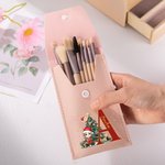 Personalizzato Cartoon personaggio albero di Natale iniziale trucco borsa pennello con 8 pezzi pennelli trucco e nome Natale Compleanno regalo per le 