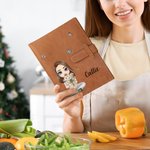 Personalized Family Birth Flower Bouquet Cartoon A5 PU Leather Cover Recipe Notebook with Storage Pocket Birthday Cooking Gift for Mom Grandma