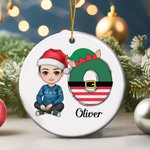 Personalized Cartoon Character Ceramic Christmas Ornament with Cute Letter and Name Christmas Tree Decor Party Favors Gift for Family