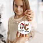 Personalized Cartoon Character Ceramic Christmas Ornament with Cute Letter and Name Christmas Tree Decor Party Favors Gift for Family