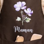 Tablier de Cuisine Personnalisé avec Fleur de Naissance et Nom Cadeau de Crémaillère pour Cuisiner Pâtisser Jardiner Femmes et Chefs