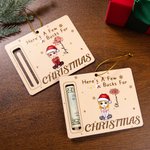 Personalised Snowflake Santa Claus Cartoon Character Money Card Holder with Name and Birth Flower Christmas Gift for Family Friend