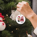 Personalized Cartoon Character Ceramic Christmas Ornament with Cute Letter and Name Christmas Tree Decor Party Favors Gift for Family