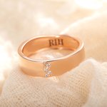 Personalised Wavy Tiny Cz Brass Ring with Engraved Name Wedding Anniversary Birthday Gift for Women