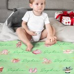 Personalized Classic Fairy Tale Characters Name Soft Swaddle Blanket and Hat Set Baby Shower Baptism Gift for Newborn