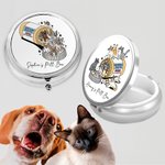 Personalisierte Hund Katze Medizin Flasche Runde Mini tragbare Pille Box mit Namen und Spiegel Geburtstagsgeschenk für Tierliebhaber