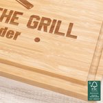 Personalized King of The Grill FSC Bamboo Engraved Charcuterie Cutting Board with Juice Groove Wedding Housewarming Gift for Family