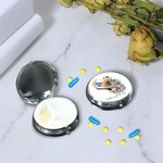 Personalisierte Hund Katze Medizin Flasche Runde Mini tragbare Pille Box mit Namen und Spiegel Geburtstagsgeschenk für Tierliebhaber