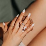 Personalised Wavy Tiny Cz Brass Ring with Engraved Name Wedding Anniversary Birthday Gift for Women