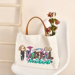 Personalised Cartoon Character Nurse Doctor Assistant Canvas Tote Bag Appreciation Birthday Gift for Medical Staff