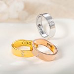 Personalised Wavy Tiny Cz Brass Ring with Engraved Name Wedding Anniversary Birthday Gift for Women