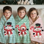 Personalizado lindo sombrero de bastón de caramelo muñeco de nieve suave manta con nombre Festival Decoración del hogar Navidad Cumpleaños Regalo para