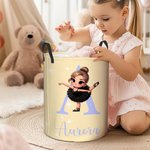 Cesto portabiancheria personalizzato con nome e maniglia per il lago dei cigni, regalo di compleanno per gli amanti del balletto.