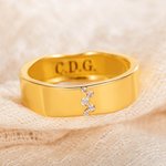 Personalised Wavy Tiny Cz Brass Ring with Engraved Name Wedding Anniversary Birthday Gift for Women