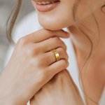 Personalised Wavy Tiny Cz Brass Ring with Engraved Name Wedding Anniversary Birthday Gift for Women