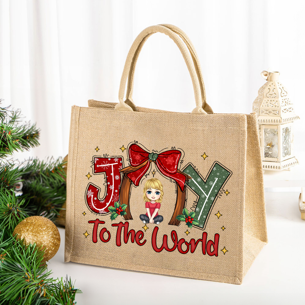 Sac de voyage en toile de jute réutilisable Cadeau de Noël pour la famille et les amis
