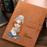 Personalized Family Birth Flower Bouquet Cartoon A5 PU Leather Cover Recipe Notebook with Storage Pocket Birthday Cooking Gift for Mom Grandma