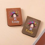 Marque-Page Magnétique en Cuir Personnalisé avec Nom et Motif de Fille Excentrique Cadeau Anniversaire pour Amoureux de Lecture