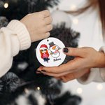 Personalized Cartoon Character Ceramic Christmas Ornament with Cute Letter and Name Christmas Tree Decor Party Favors Gift for Family