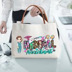 Personalised Cartoon Character Nurse Doctor Assistant Canvas Tote Bag Appreciation Birthday Gift for Medical Staff
